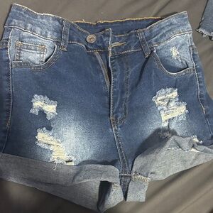 SHEIN Denim Shorts with Gold Accents